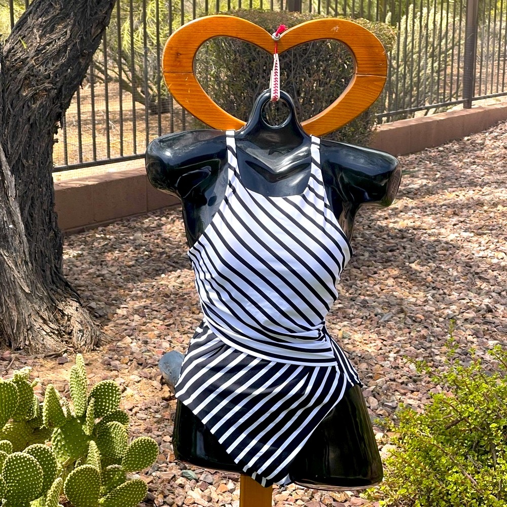 NWOT - RALPH LAUREN -- Black and White Striped Swimsuit